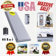 FiberAir Camping Sleeping Pad: 4’’ Ultra-Thick, 1100lb Support, Electric Pump