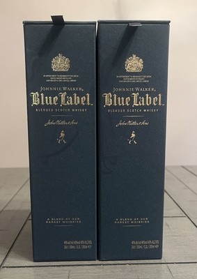 2x Johnnie Walker Blue Label 200ML Magnetic Box and Empty Bottle