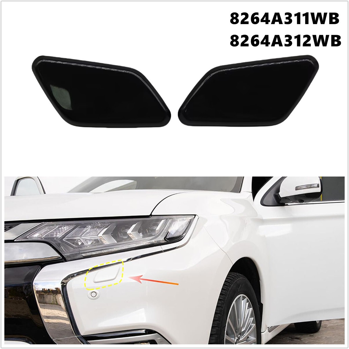 Headlight Washer Nozzle Cover Cap 8264A311WB 8264A312WB For Outlander 2015-2018