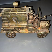 Vintage Cast Iron Fire Truck Toy Antique Brass Finish