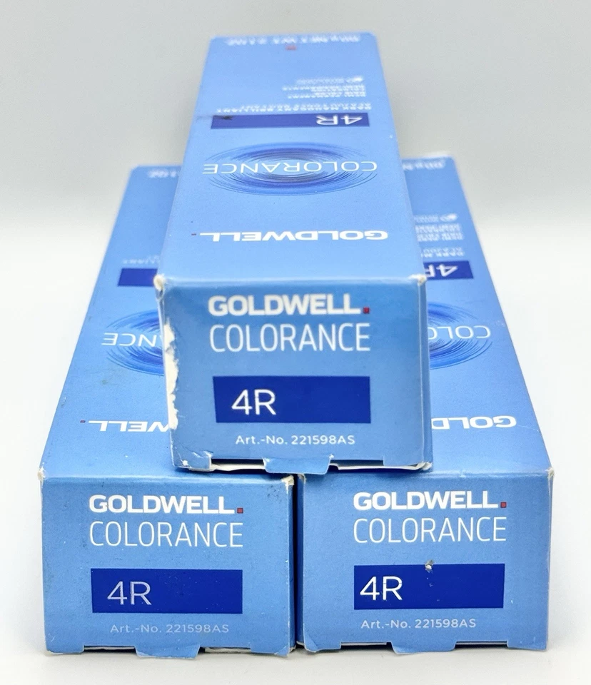 3 件 Goldwell Colorance Demi 永久染发剂 4R 深红木明亮 2.1 盎司 — 第 3/4 张图片