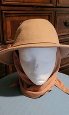Betmar Vintage Wool Tan Fedora Hat with Attached Ear Cover Scarf