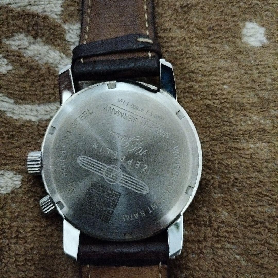 Zeppelin 100 Jahre Manual Wind Watch Silver Dial Leather Band Used image 3