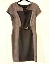 Black/Gray Colorblock, Cap Sleeve, V-Neck, Zip Dress