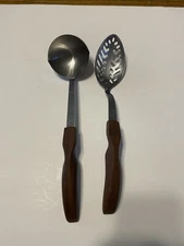 CUTCO Kitchen Utensil Set Of 2 Ladle, Spoon Brown Handles