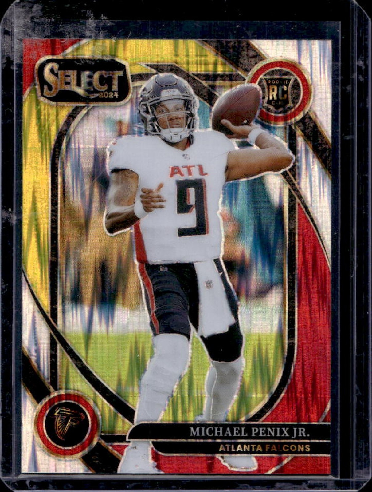 2024 Select Michael Penix Jr. Club RC Red and Yellow Prizm Shock #235 Falcons