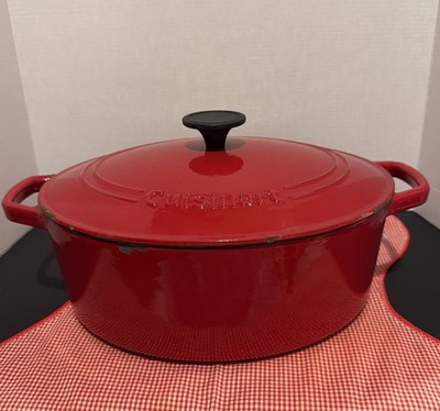 Cuisinart Enameled Cast Iron Oval Dutxh Oven w/ Lid 5.5 qt CI755-30 Red