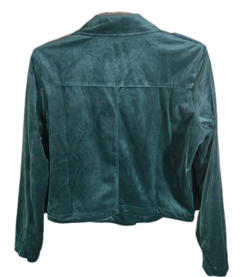 Chaqueta de moto LC Lauren Conrad imitación gamuza verde talla L Foto 2 de 4