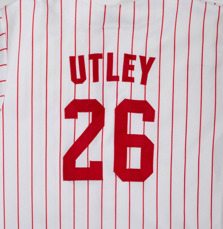 Majestuosa camiseta de béisbol Chase Utley #26 Philadelphia Phillies MLB pequeña de colección Foto 3 de 4