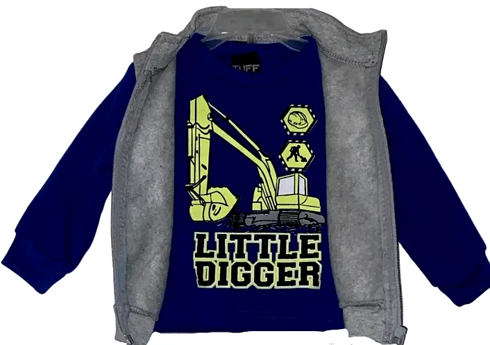 Conjunto de 3 piezas de atuendo para bebé: sudadera LS, chaleco con cremallera y pantalones deportivos largos [12 meses] Foto 4 de 4