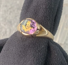 Vtg Gold Masonic Ring Size 12.5 Freemasons Signet Unmarked Acid Tested @ 13K-14K