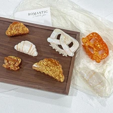 Croissant Pretzel Hair Claw Simulated Food Acrylic Hair Clips For Women Gift
