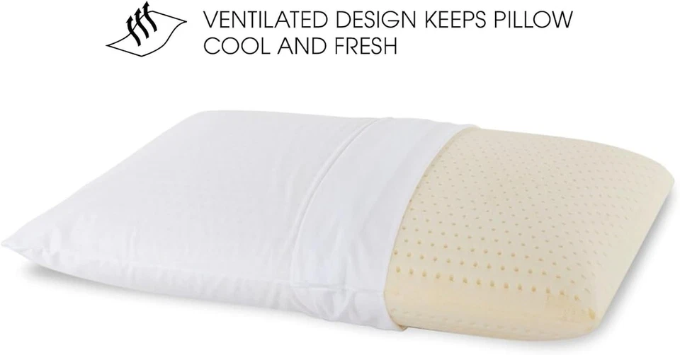 Almohada de cama de látex premium 100 % natural con funda de algodón extraíble Foto 2 de 3