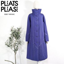 Issey Miyake Pleats Please Long Coat Padded Stitch Purple Size 4 Japan Used