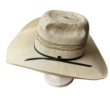 ARIAT Bangora Straw Cowboy Hat Men's Beige Western Ventilated Crown Rodeo 5430