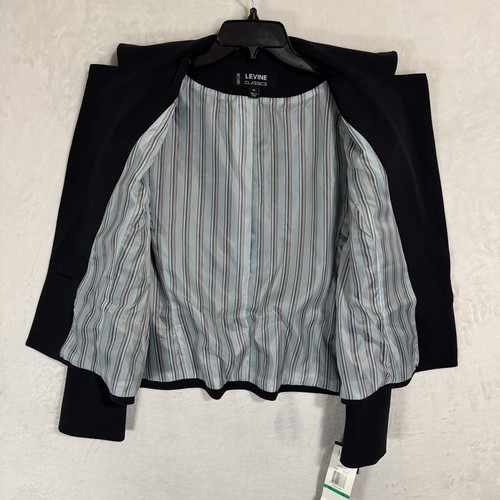 NEW Larry Levine Peplum Blazer Women’s Size 16 Dark Ink Blue Stretch Business - Picture 7 of 14