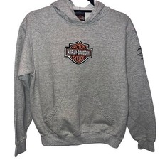 Harley-Davidson Gray Hoodie Youth LG 14/16 Tecumseh MI Motorcycle
