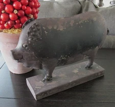 Galvanized Black PIG Sculpture Figurine~Primitive Farmhouse Decor*New