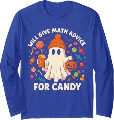Will Give Math Advice for Candy, Cute Halloween Long Sleeve T-Shirt