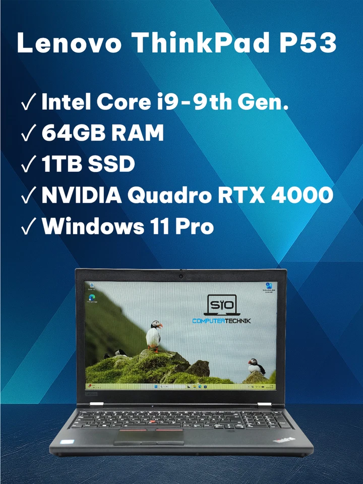 Lenovo ThinkPad P53 · i9-9880H · 64GB · 1TB, Foto 1 von 5