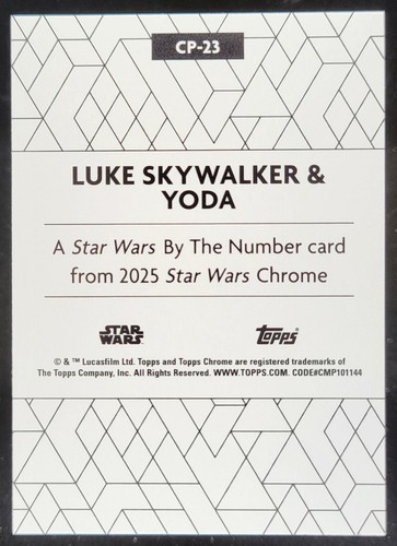 2025 Topps Chrome Star Wars Luke Skywalker / Yoda By the Number #CP-23 JL - Picture 2 of 10