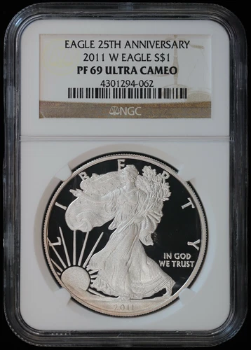 2011 W Proof $1 American Silver Eagle NGC PF 69  | 25th Anniversary Ultra Cameo