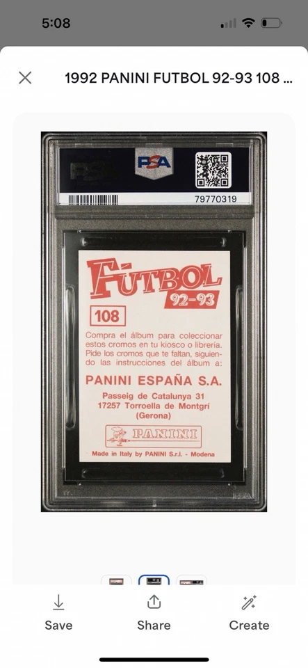 Fútbol Panini 1992-93 José Guardiola #108 Barcelona. Pop 2 grado más alto  Foto 2 de 2