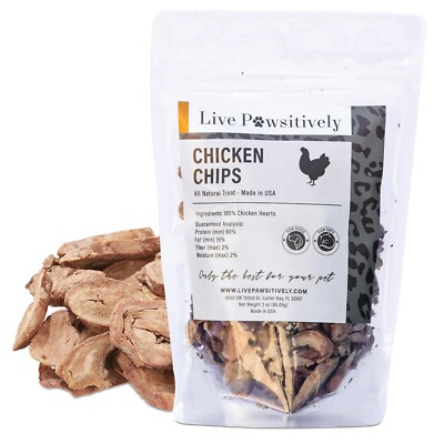  Freeze Dried Chicken hearts Single ingredient dog/cat treat, Live Pawsitively
