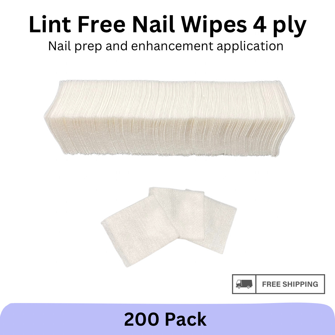 200 Lint Free Nail Wipes 4 Ply Nail Polish Removal Enhancements Manicure Pedi
