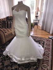 Jasmine Bridal Gown Size 10 White Chiffon And Satin Trim