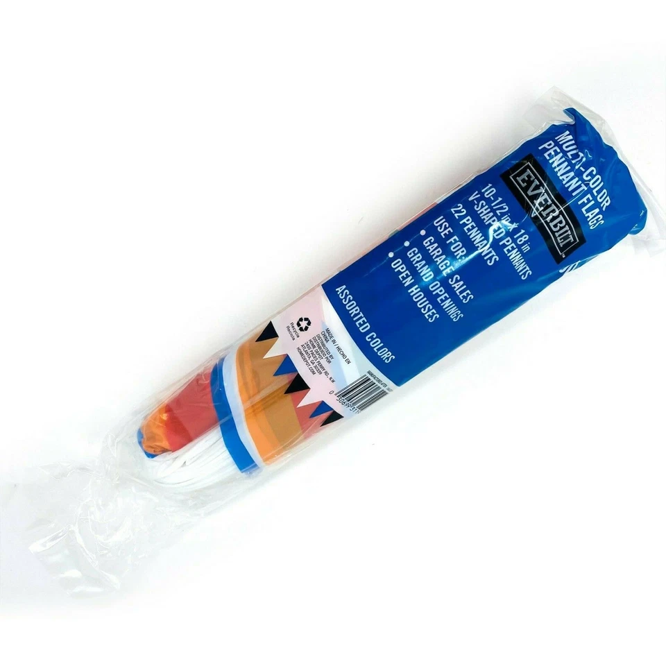 39 banderas banderines multicolores Everbilt en forma de V 10-1/2 x 18 pulgadas 50 pies de largo 22 banderas Foto 2 de 4