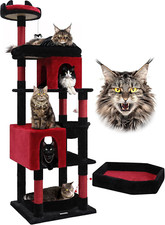 S72 Heavy Duty Gothic Cat Tree, 72In Large Cat Tower with Coffin Bed, Sturdy Mai