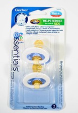 Gerber Nuk First Essentials 2-pk SOFT CENTER Pacifiers BPA Free latex 0m - BLUE