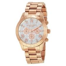 MICHAEL KORS MK5946 Women's Layton Rose Gold-Tone 43MM Pave Dial Watch 350 NEW
