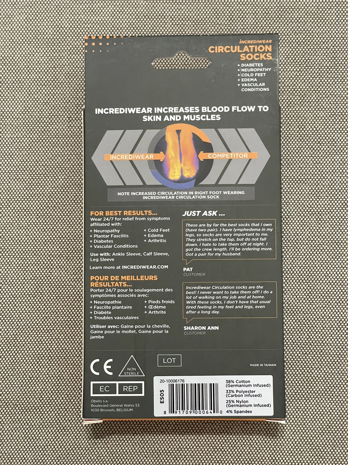 Incredisocks RX Diabetic Socks Crew Grey Medium 1 Unit by Incrediwear