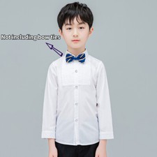 Kids Boys Button-Down Shirt Slim Pleated Tops Blouse Performance Costumes Shirt