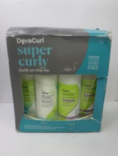 DEVACURL SUPER CURLY CURLS ON THE GO 4 PC SET BOXED *SEE DETAILS*
