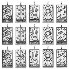 50x Moon World Fortune Sun Tarot Card Charms Pendants for DIY Jewelry Making