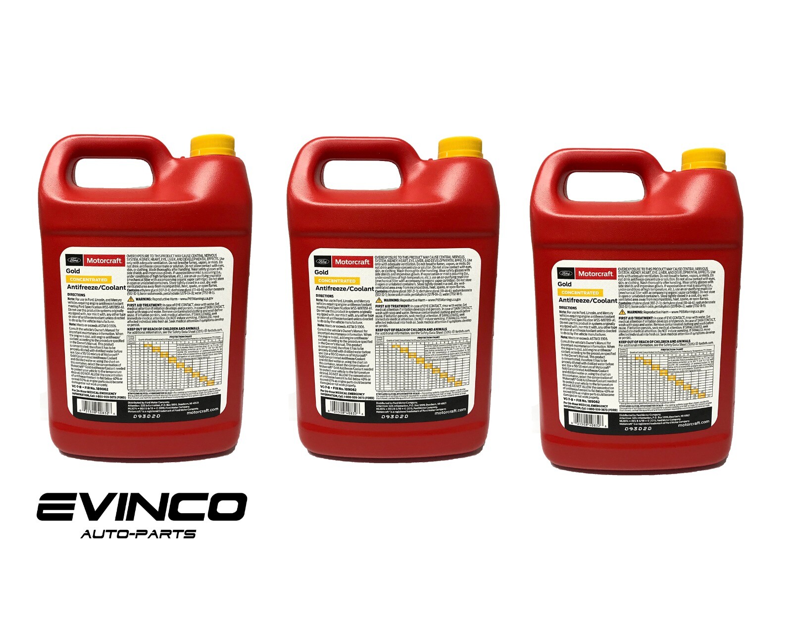 Motorcraft Gold Concentrated Antifreeze Coolant 3 U.S Gallons Ford