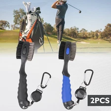 2X 2 Sided Golf Club Brush Cleaner Retractable Groove Cleaning Tool Kit w/ Spike