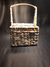 Helpful Picnic Rattan Woven Wicker Kitchen Utensil Bottle Caddy Silverware 