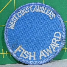 Vintage West Coast Anglers Fish Award Collectors Patch Fishing fishing tackle