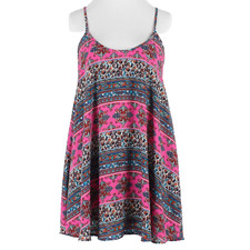 Show Me Your Mumu Sz M Pink Multi Adjust. Straps Lined 100% Poly Mini Dress