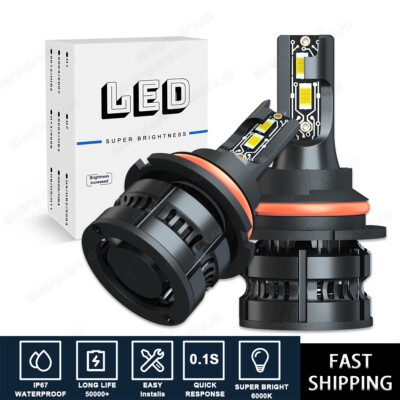 HB5 9007 LED Headlight Bulbs High Low Beam 6000K White Super Bright 2PCS