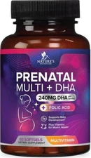Prenatal Vitamins with Folic Acid & DHA, Fetal Brain Development Support with Fo