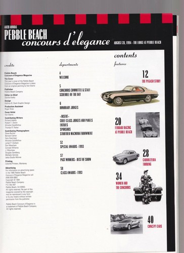44th Annual Concours d'Elegance Pebble Beach Aug 1994 Pegaso Ferrari Carrozzeria - Bild 2 von 5