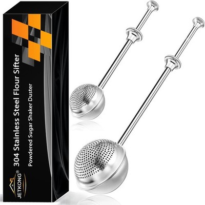 2 Pcs Flour Sifter, Stainless Steel Flour Duster for Bread Baking, Bakers Dus...