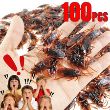 100 Prank Cockroaches Realistic Cock Roach Rubber Fake Creepy Bugs Gag Toy Joke