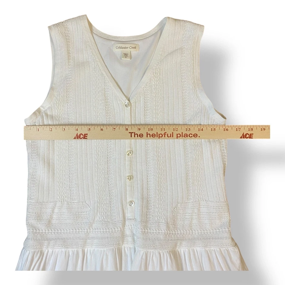 Coldwater Creek белый вязаный лиф отверстие кружева богемное макси платье размер 6 Cottagecore - Изображение 3 из 4
