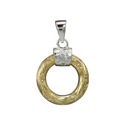 Kreis aus Mana Anhänger 925 Silber in Goldfarben Fass Schlüssel Charm | Kostenloser Versand